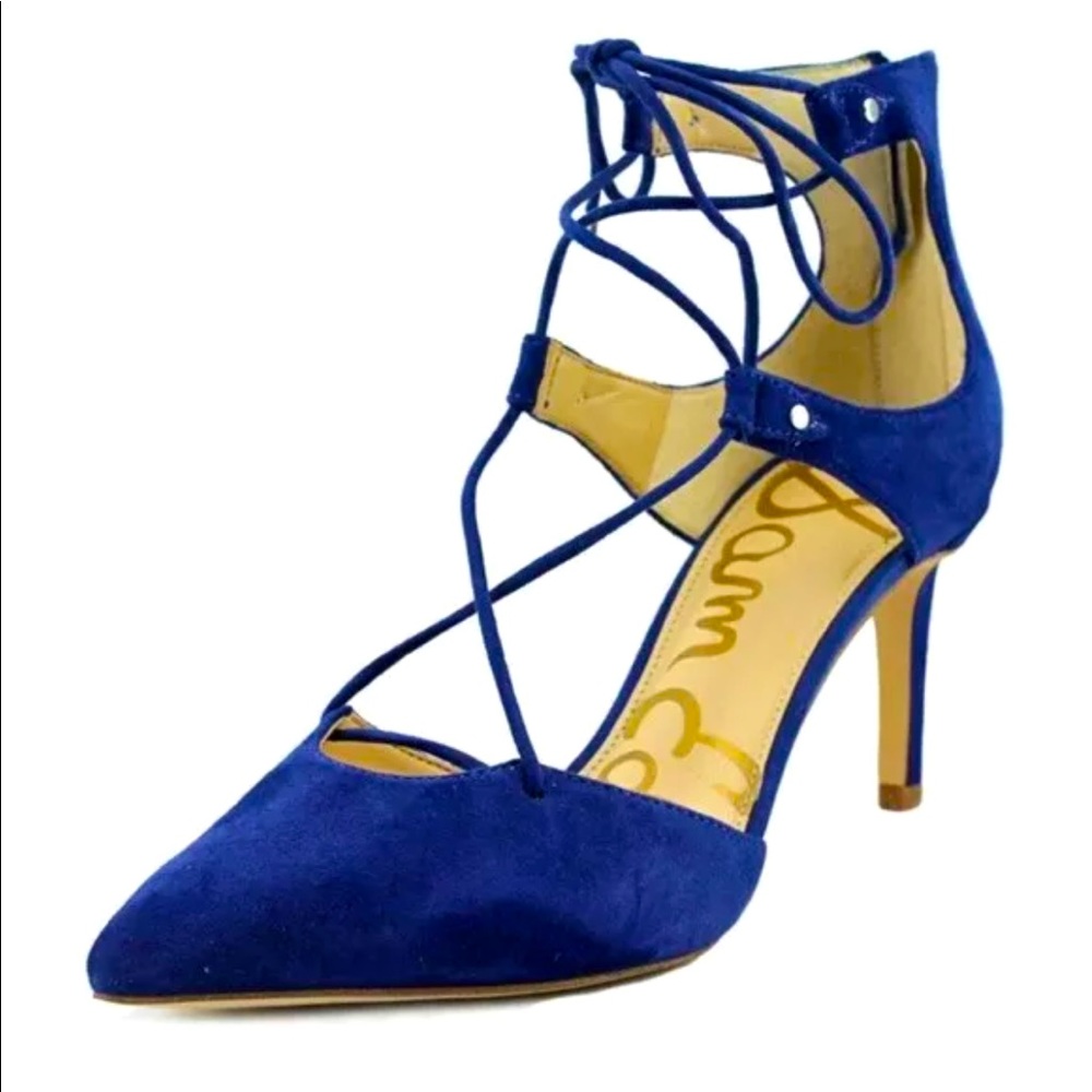 Sam Edelman Taylor Lace-Up Pump Blue Suede